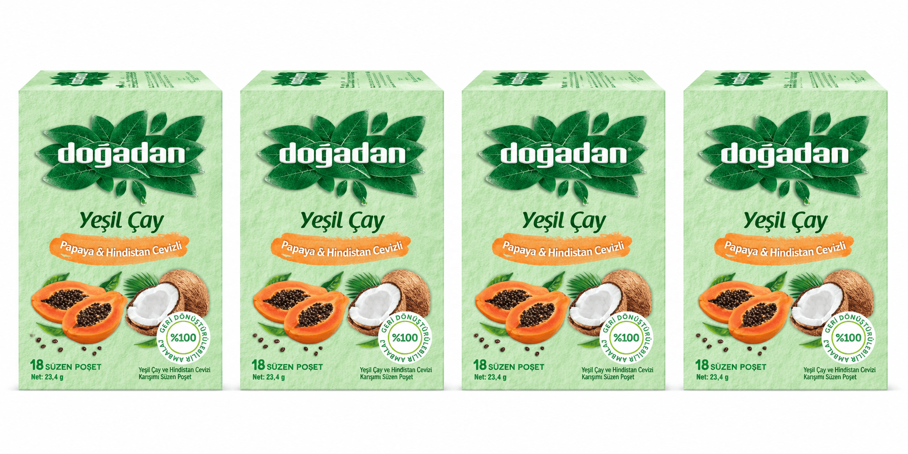4-Pack Green Tea Papaya Coconut